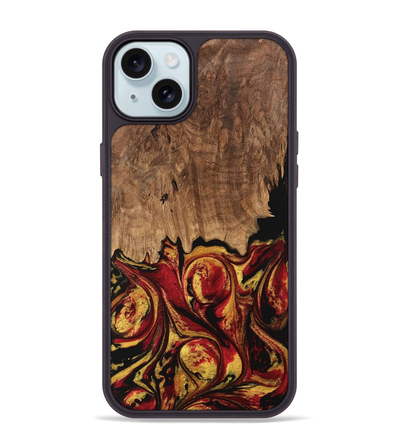 iPhone 15 Plus Wood Phone Case - Jesica (Red, 746358)