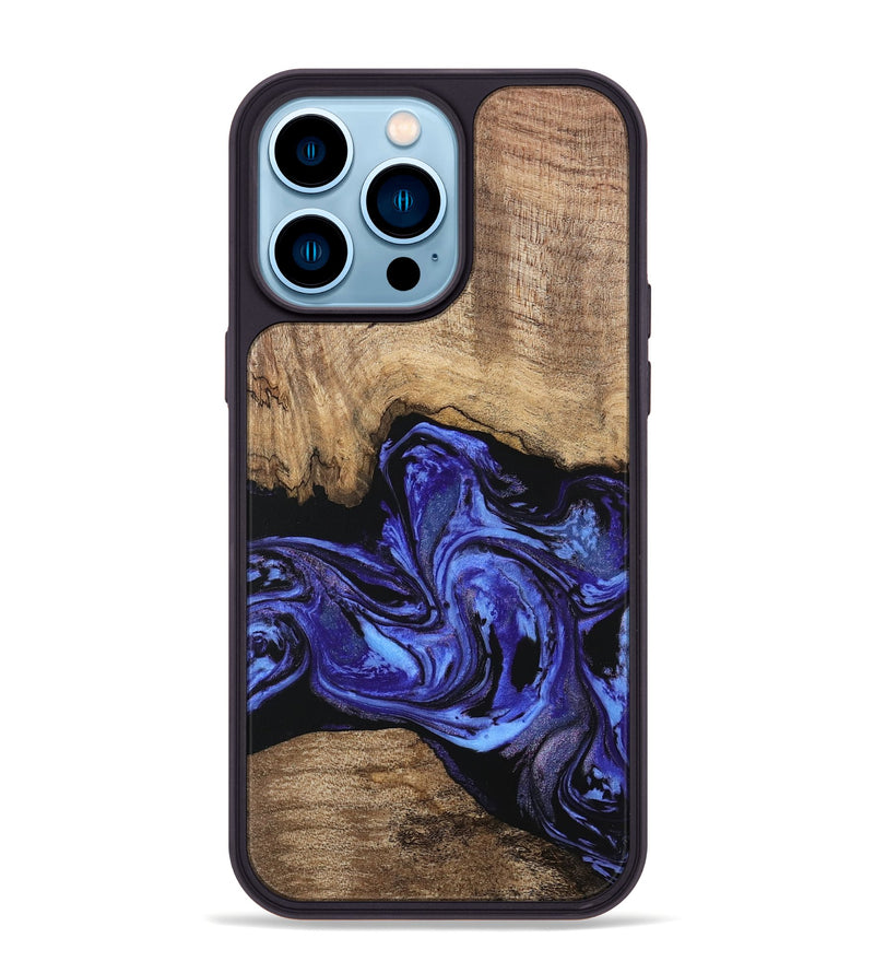 iPhone 14 Pro Max Wood Phone Case - Neriah (Blue, 746365)