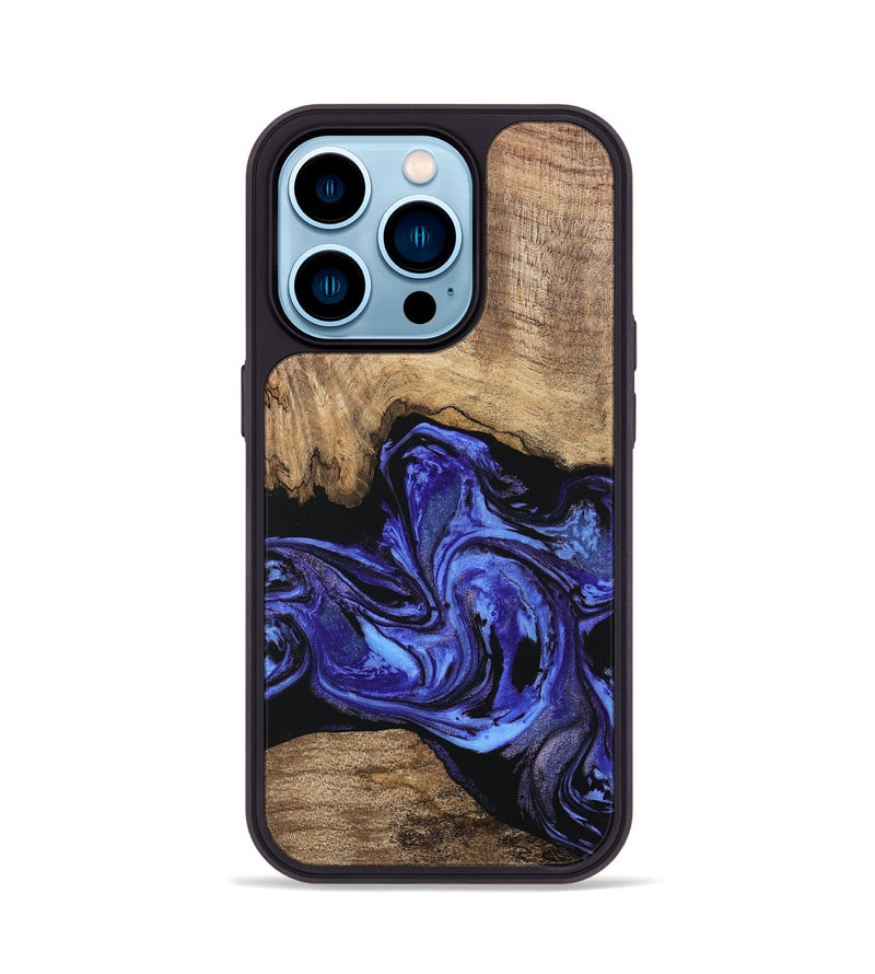 iPhone 14 Pro Wood Phone Case - Neriah (Blue, 746365)