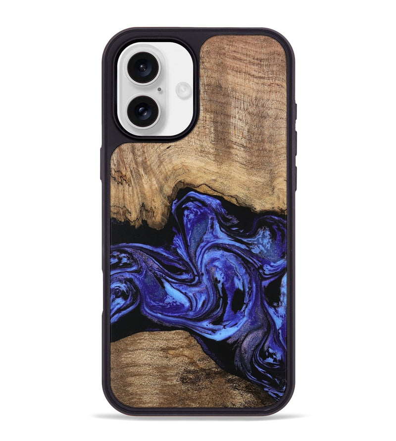 iPhone 16 Plus Wood Phone Case - Neriah (Blue, 746365)