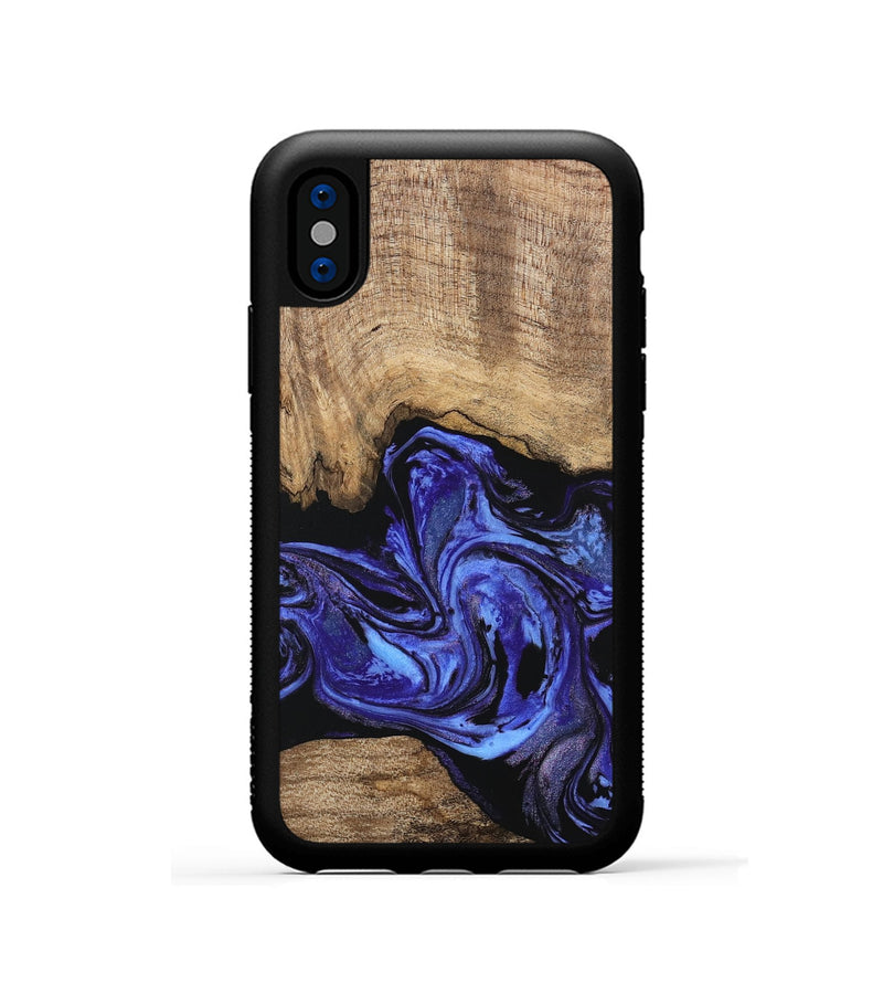 iPhone Xs Wood Phone Case - Neriah (Blue, 746365)