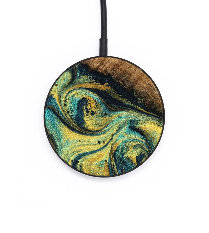 Circle Wood Wireless Charger - Mozelle (Teal & Gold, 746370)