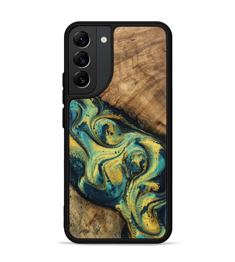 Galaxy S22 Plus Wood Phone Case - Mozelle (Teal & Gold, 746370)