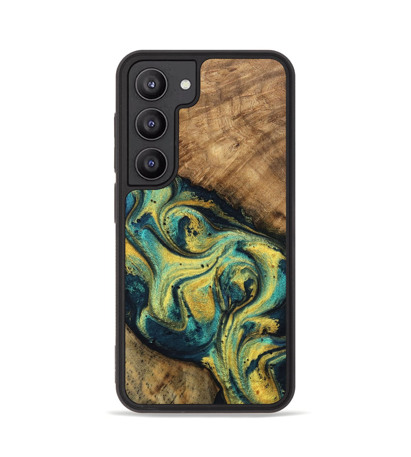 Galaxy S23 Wood Phone Case - Mozelle (Teal & Gold, 746370)