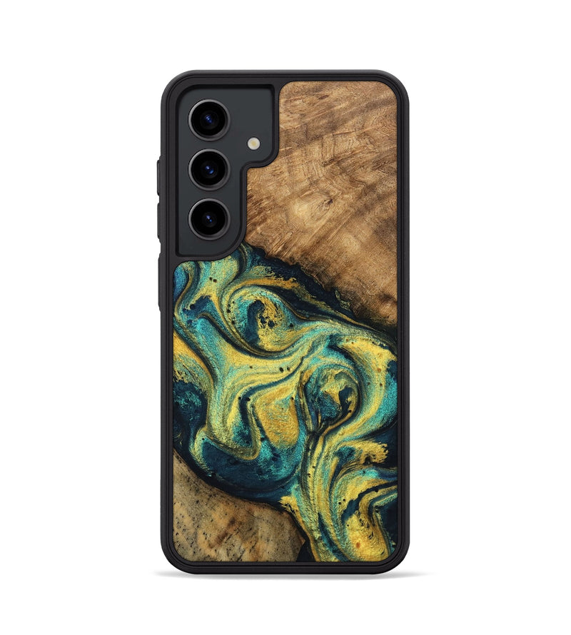 Galaxy S24 Wood Phone Case - Mozelle (Teal & Gold, 746370)