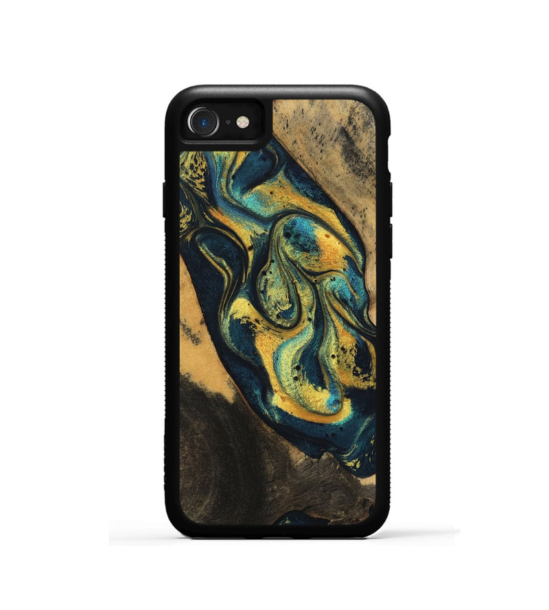 iPhone SE Wood Phone Case - Dianna (Teal & Gold, 746375)