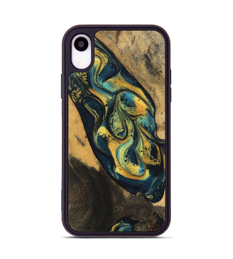 iPhone Xr Wood Phone Case - Dianna (Teal & Gold, 746375)