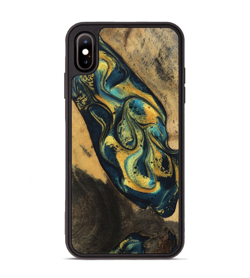 iPhone Xs Max Wood Phone Case - Dianna (Teal & Gold, 746375)