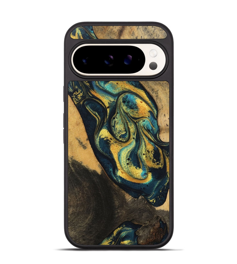 Pixel 9 Wood Phone Case - Dianna (Teal & Gold, 746375)