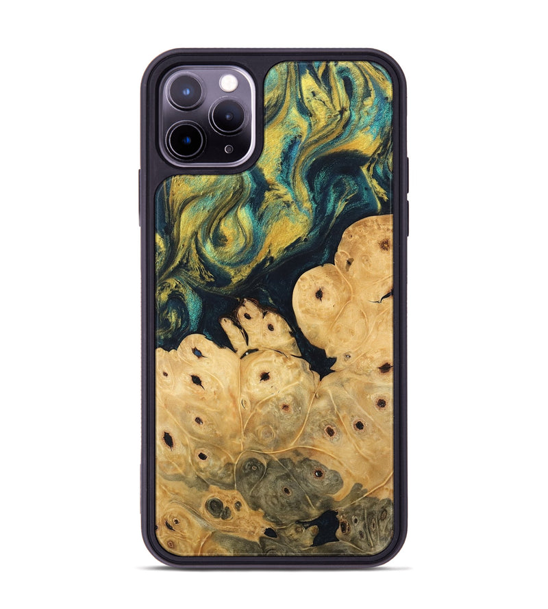 iPhone 11 Pro Max Wood Phone Case - Esta (Teal & Gold, 746378)