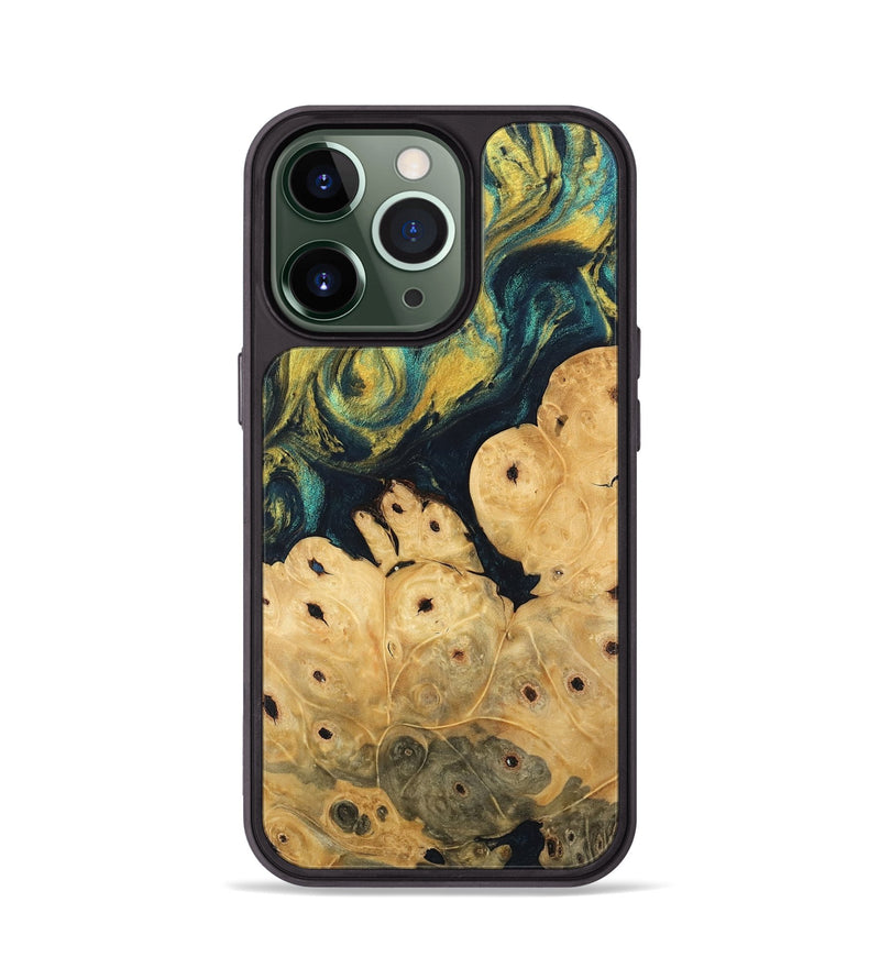 iPhone 13 Pro Wood Phone Case - Esta (Teal & Gold, 746378)