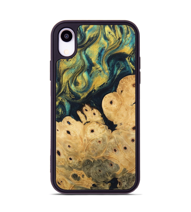 iPhone Xr Wood Phone Case - Esta (Teal & Gold, 746378)