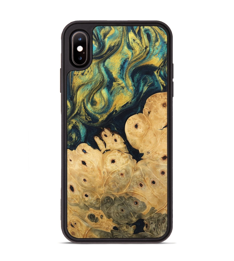 iPhone Xs Max Wood Phone Case - Esta (Teal & Gold, 746378)