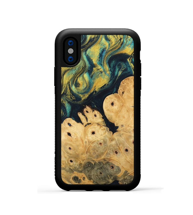 iPhone Xs Wood Phone Case - Esta (Teal & Gold, 746378)