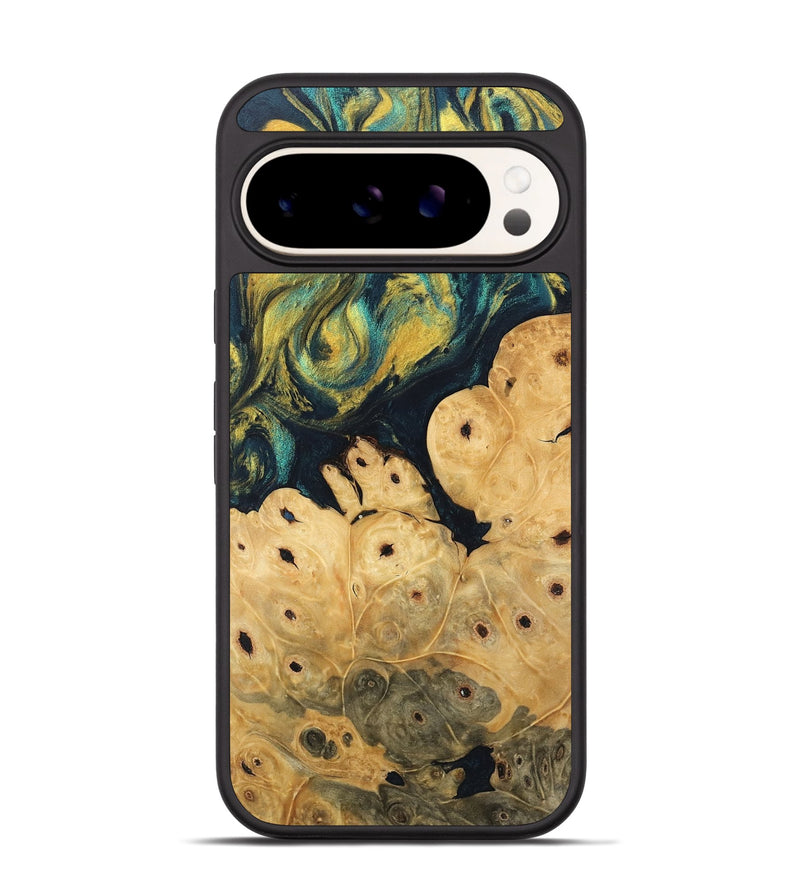 Pixel 9 Wood Phone Case - Esta (Teal & Gold, 746378)