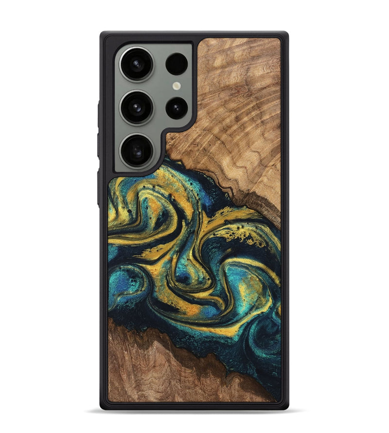 Galaxy S24 Ultra Wood Phone Case - Dereck (Teal & Gold, 746379)