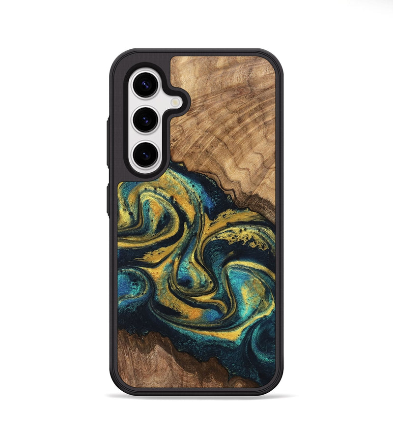 Galaxy S25 Plus Wood Phone Case - Dereck (Teal & Gold, 746379)