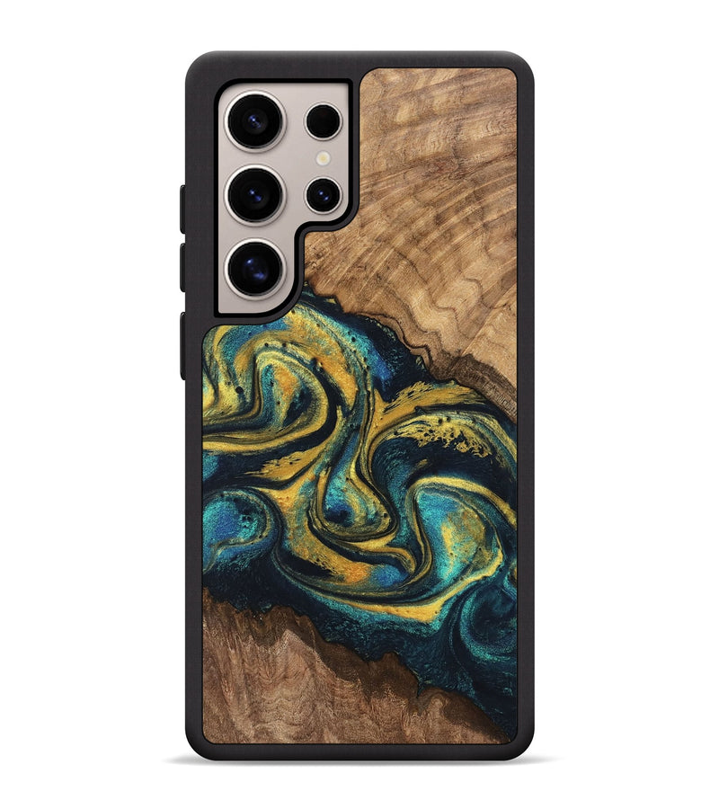 Galaxy S25 Ultra Wood Phone Case - Dereck (Teal & Gold, 746379)