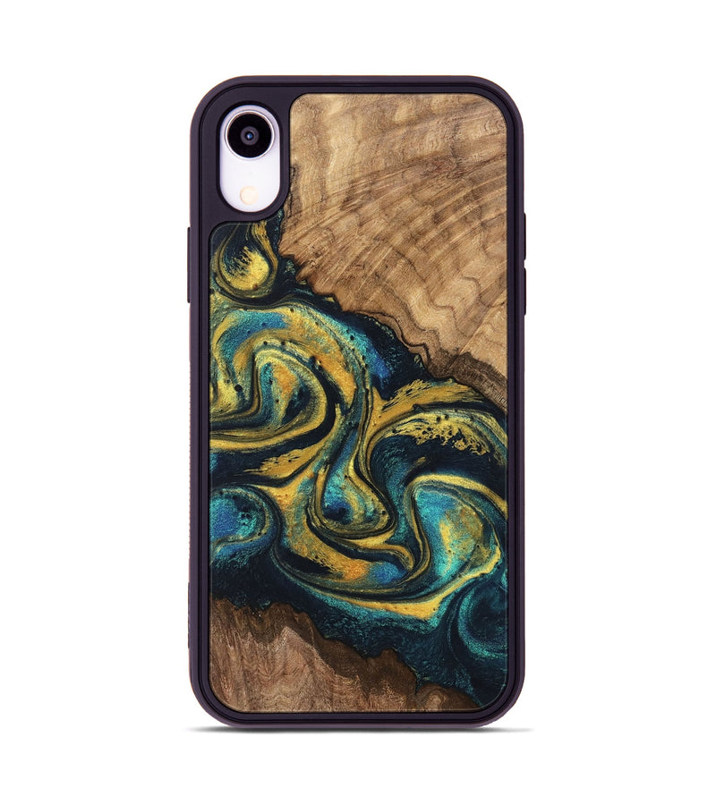 iPhone Xr Wood Phone Case - Dereck (Teal & Gold, 746379)