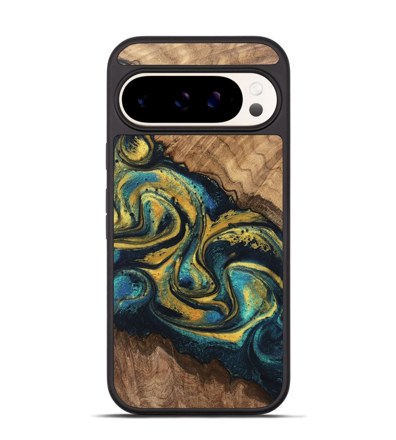 Pixel 9 Wood Phone Case - Dereck (Teal & Gold, 746379)