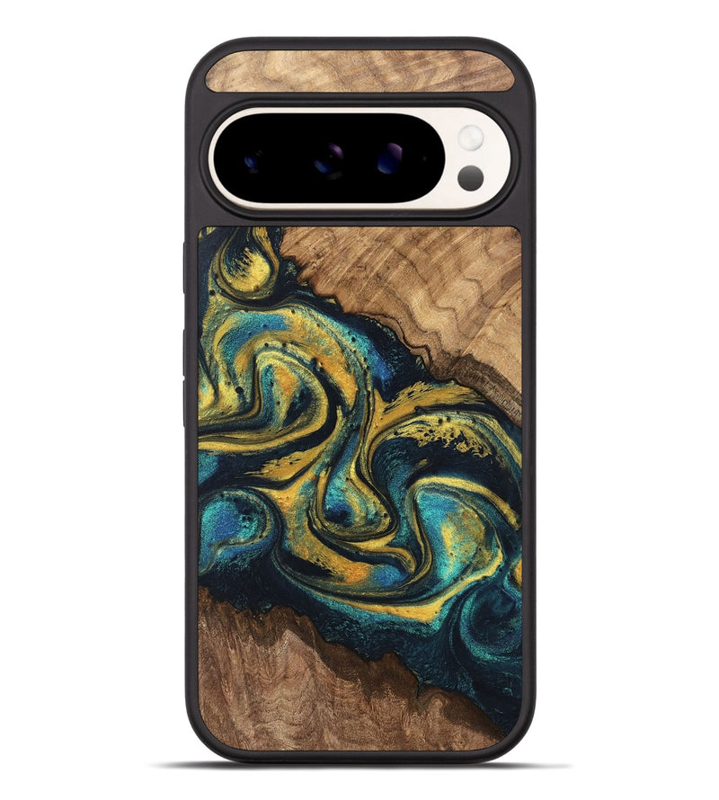 Pixel 9 Pro XL Wood Phone Case - Dereck (Teal & Gold, 746379)