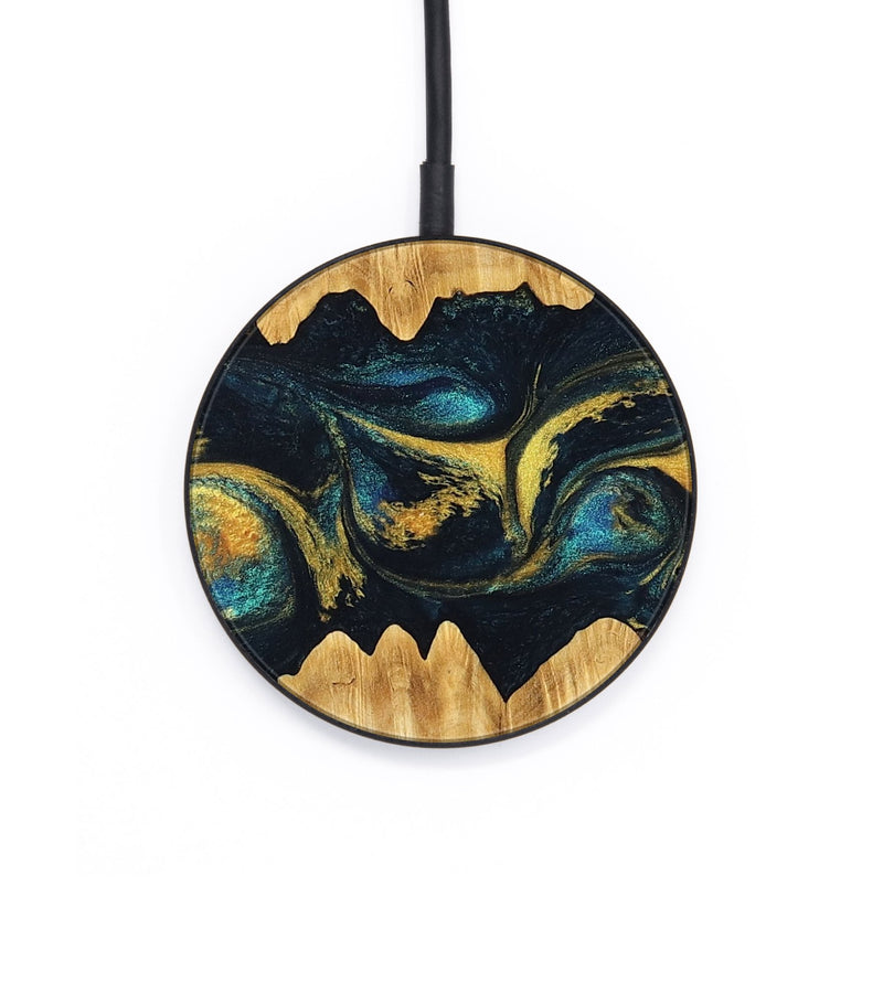 Circle Wood Wireless Charger - Elianna (Teal & Gold, 746380)