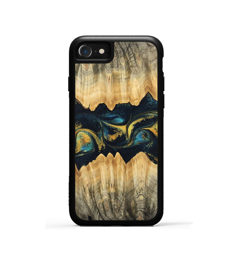 iPhone SE Wood Phone Case - Elianna (Teal & Gold, 746380)