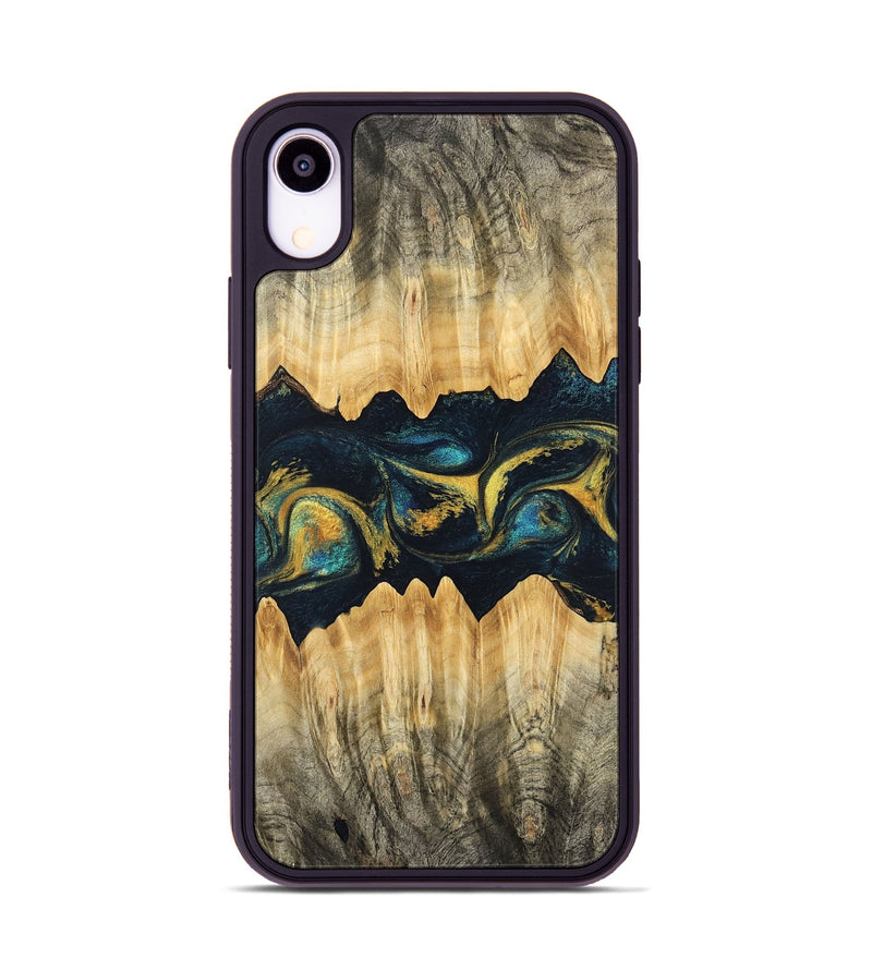 iPhone Xr Wood Phone Case - Elianna (Teal & Gold, 746380)