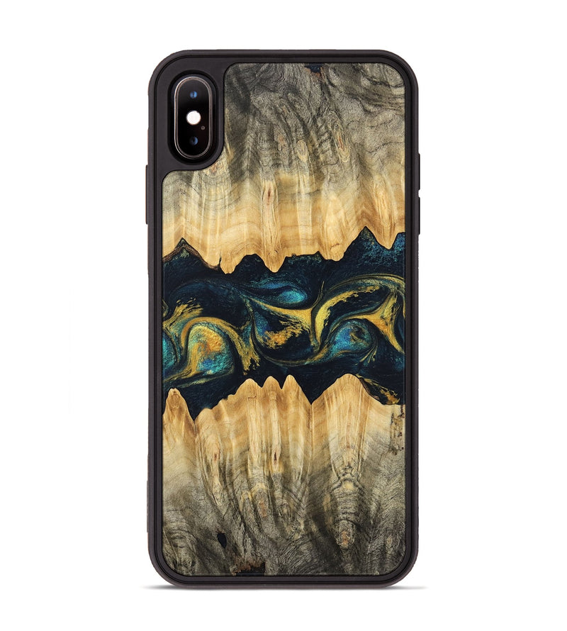 iPhone Xs Max Wood Phone Case - Elianna (Teal & Gold, 746380)