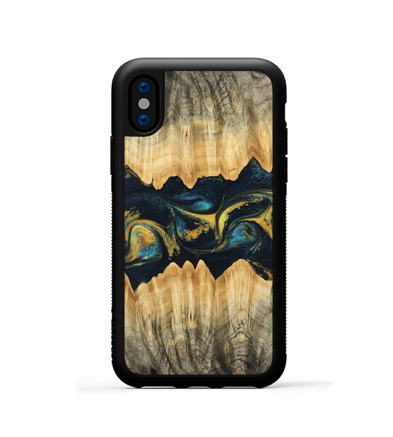 iPhone Xs Wood Phone Case - Elianna (Teal & Gold, 746380)