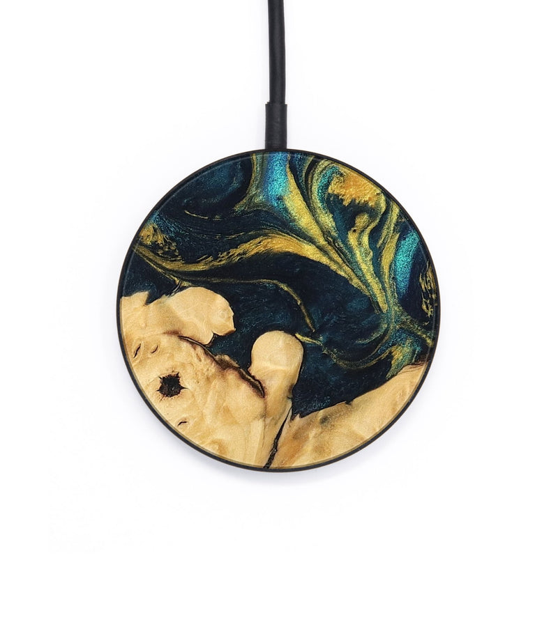 Circle Wood Wireless Charger - Julisa (Teal & Gold, 746384)