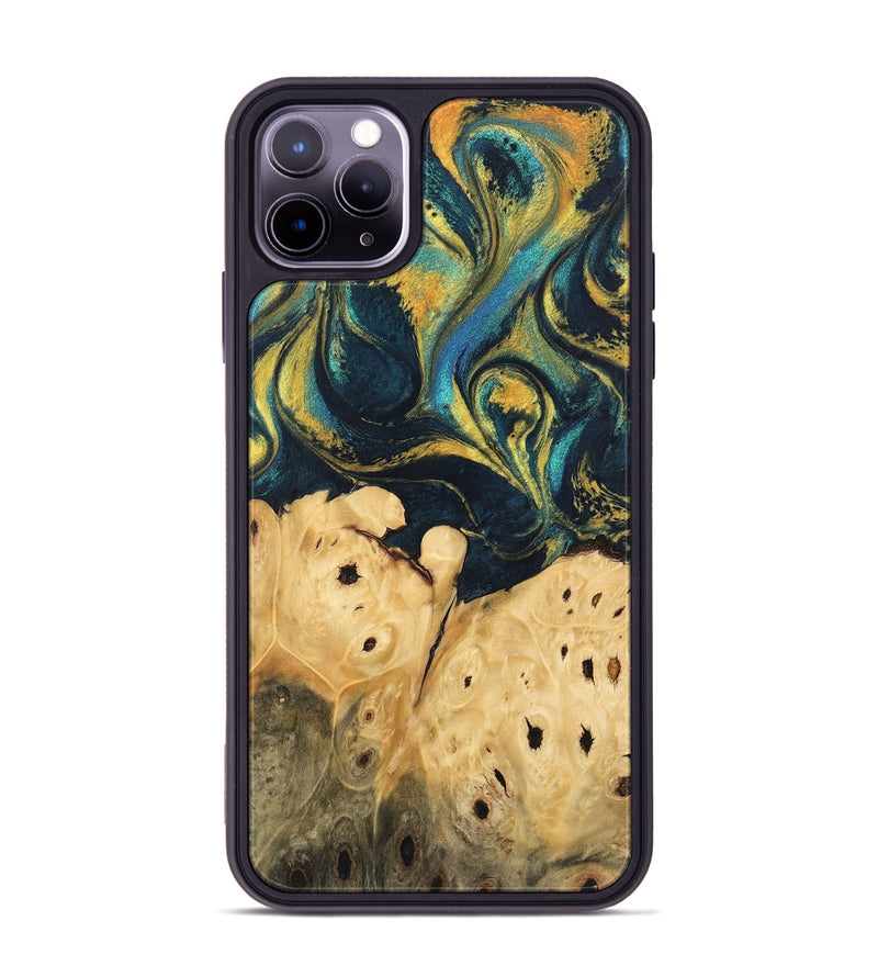 iPhone 11 Pro Max Wood Phone Case - Julisa (Teal & Gold, 746384)