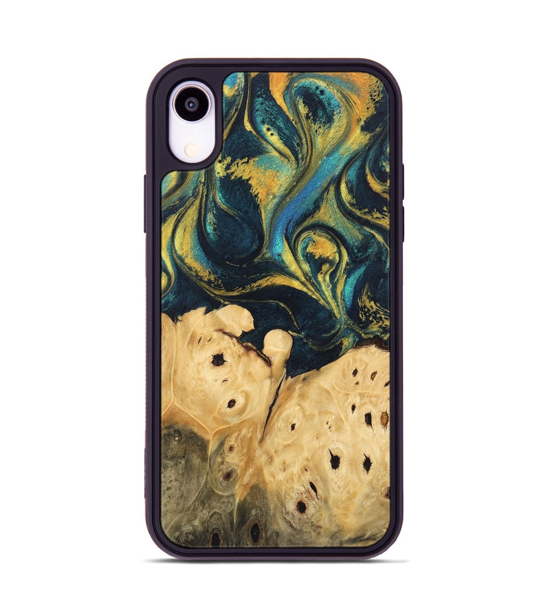 iPhone Xr Wood Phone Case - Julisa (Teal & Gold, 746384)