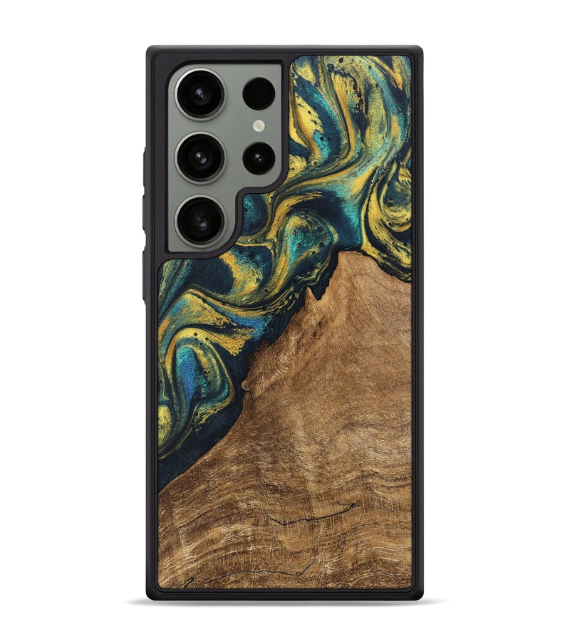 Galaxy S24 Ultra Wood Phone Case - Madge (Teal & Gold, 746385)