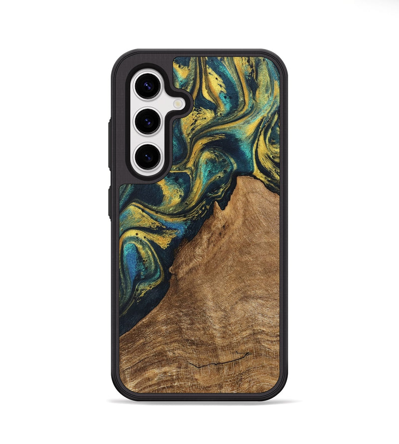 Galaxy S25 Plus Wood Phone Case - Madge (Teal & Gold, 746385)