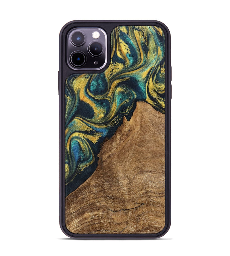 iPhone 11 Pro Max Wood Phone Case - Madge (Teal & Gold, 746385)