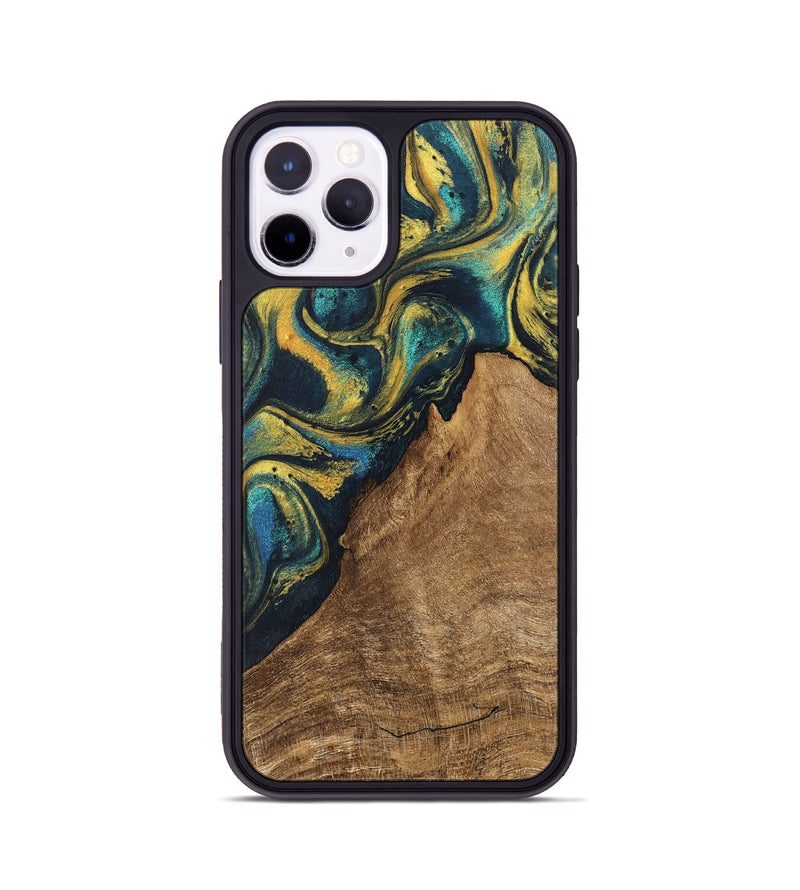 iPhone 11 Pro Wood Phone Case - Madge (Teal & Gold, 746385)