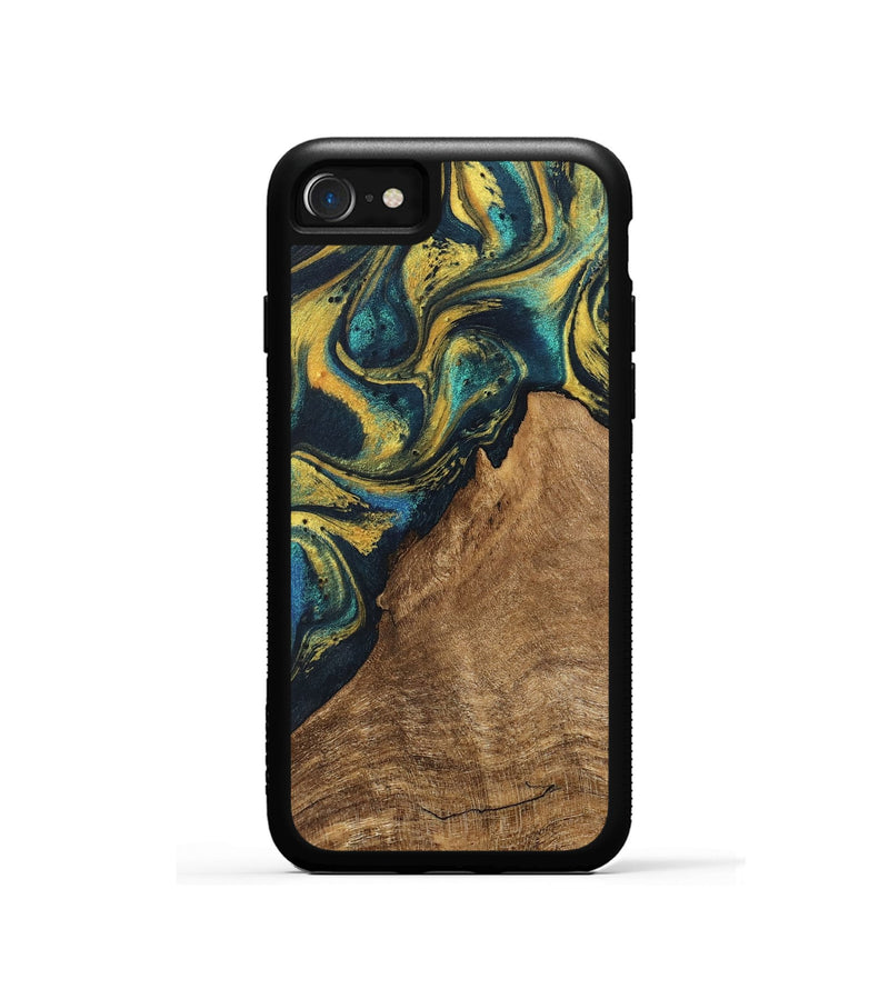 iPhone SE Wood Phone Case - Madge (Teal & Gold, 746385)