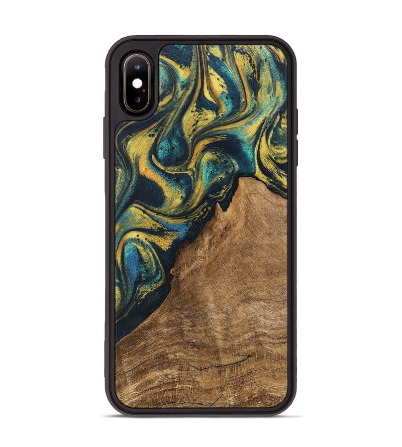 iPhone Xs Max Wood Phone Case - Madge (Teal & Gold, 746385)