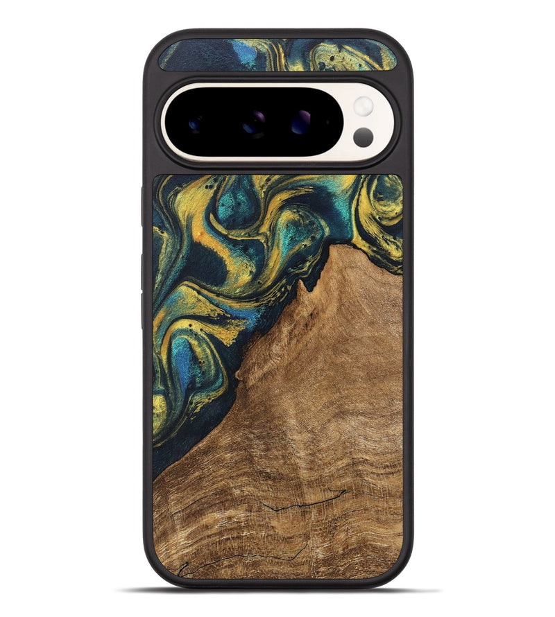 Pixel 9 Pro XL Wood Phone Case - Madge (Teal & Gold, 746385)