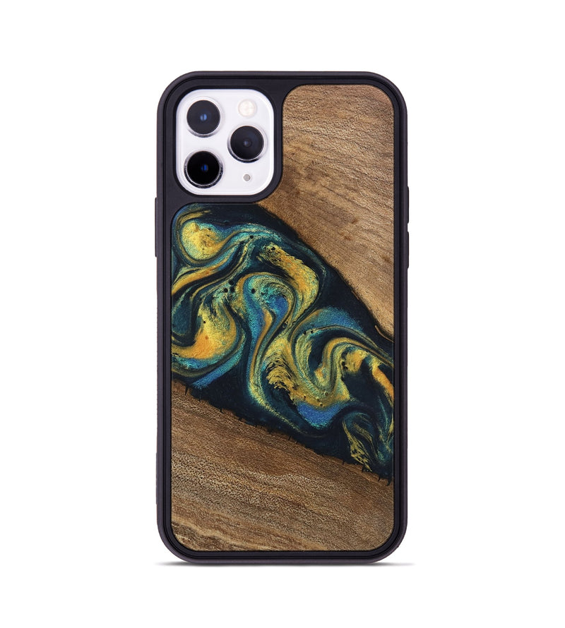 iPhone 11 Pro Wood Phone Case - Nikia (Teal & Gold, 746388)