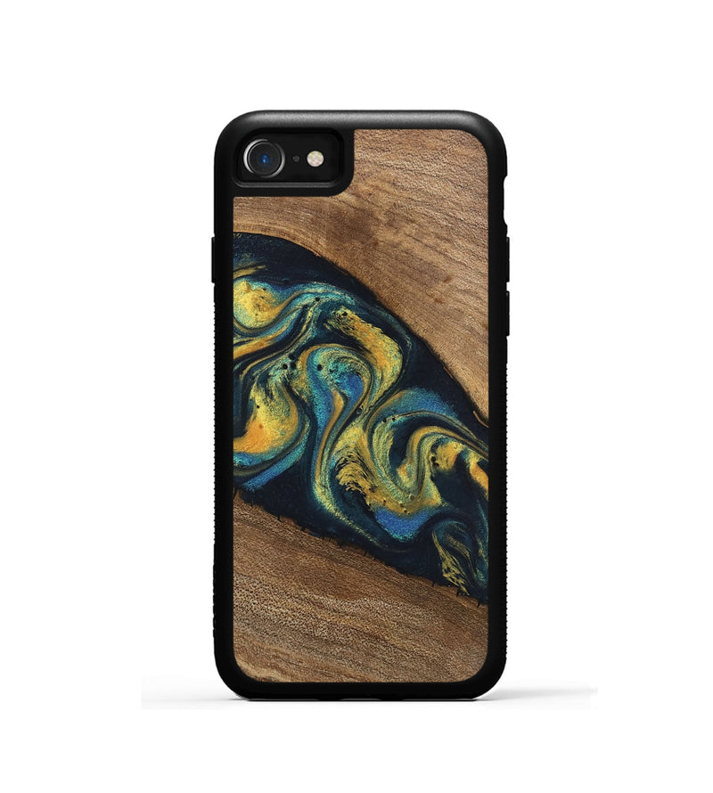 iPhone SE Wood Phone Case - Nikia (Teal & Gold, 746388)