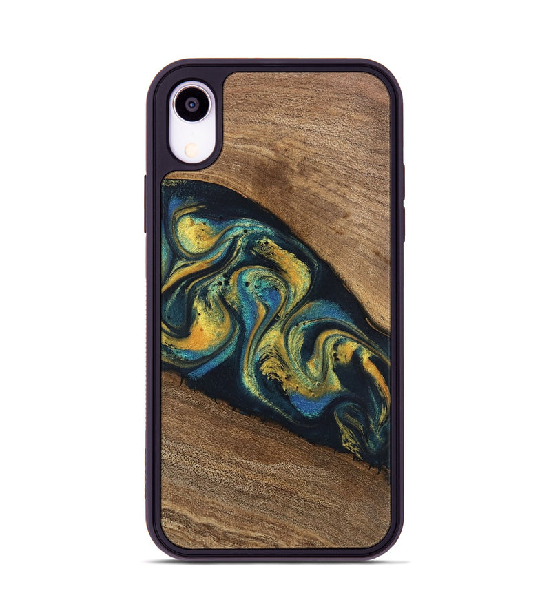 iPhone Xr Wood Phone Case - Nikia (Teal & Gold, 746388)