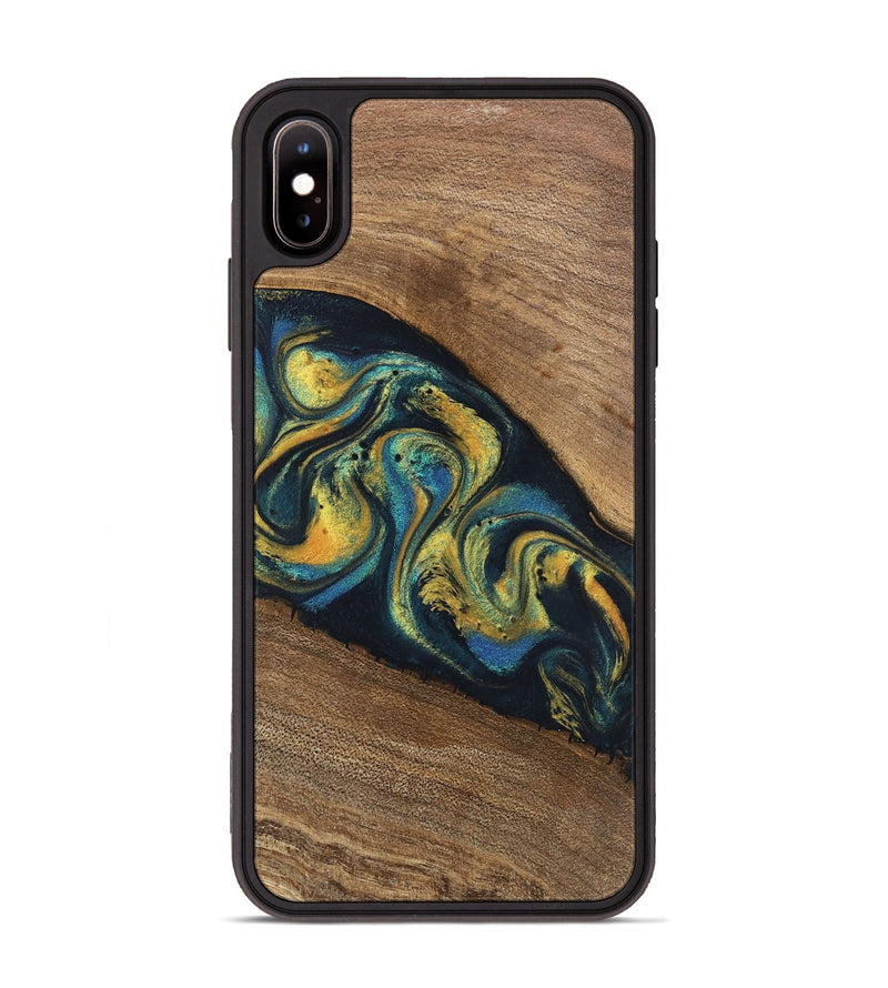 iPhone Xs Max Wood Phone Case - Nikia (Teal & Gold, 746388)