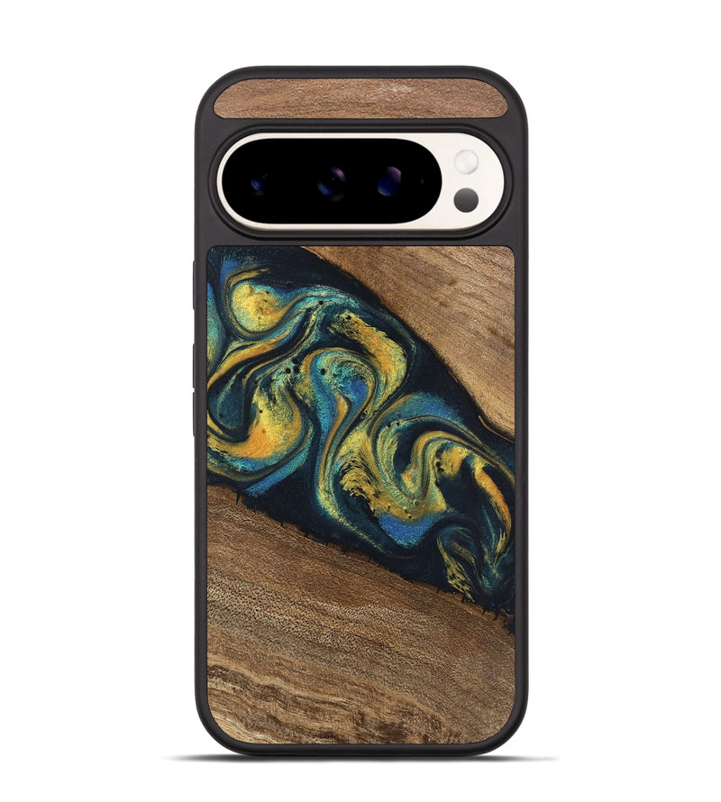 Pixel 9 Wood Phone Case - Nikia (Teal & Gold, 746388)