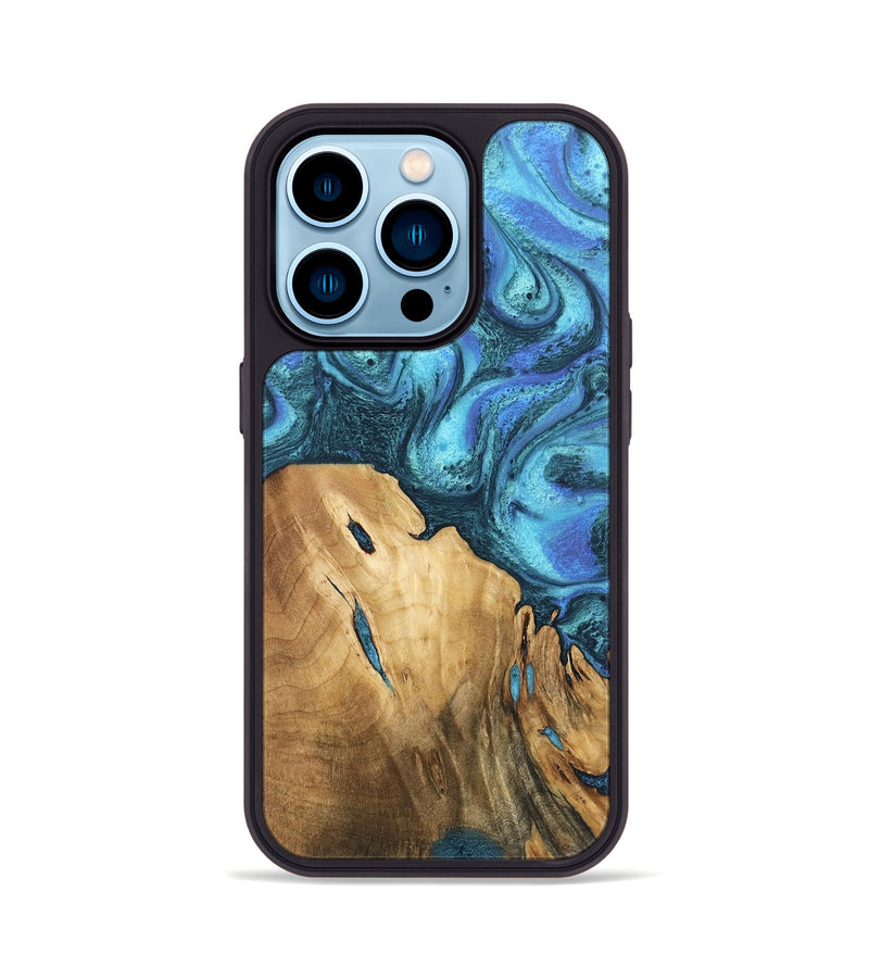 iPhone 14 Pro Wood Phone Case - Rhonda (Blue, 746392)