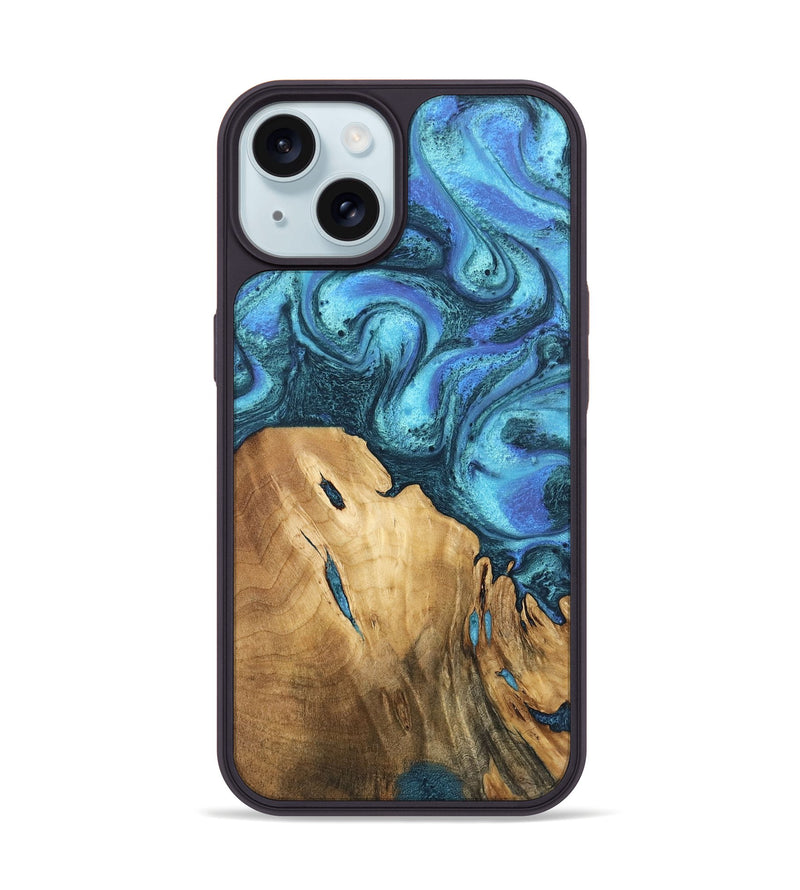 iPhone 15 Wood Phone Case - Rhonda (Blue, 746392)