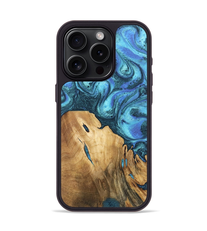 iPhone 15 Pro Wood Phone Case - Rhonda (Blue, 746392)