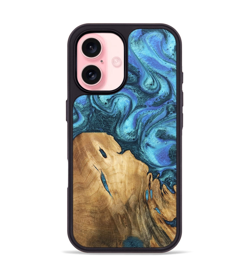 iPhone 16 Wood Phone Case - Rhonda (Blue, 746392)