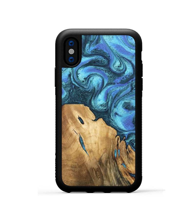 iPhone Xs Wood Phone Case - Rhonda (Blue, 746392)